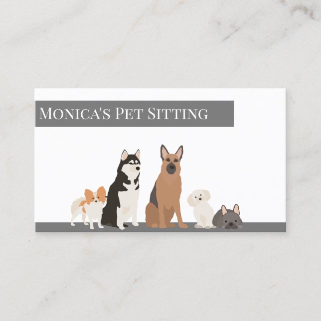 Pet Sitting Dogs Training Grooming Daycare  Business Card (Front)