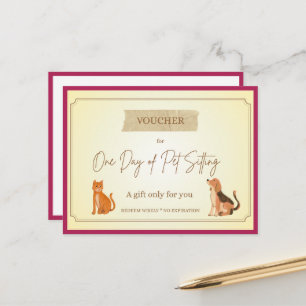 'Pet Sitting' Funny Gift Voucher Postcard
