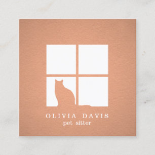 Pet Sitting Groomer Services Copper Metallic Look Square Business Card