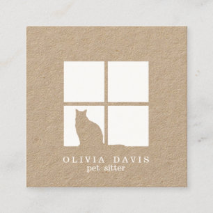 Pet Sitting Groomer Services Modern Unique Kraft Square Business Card