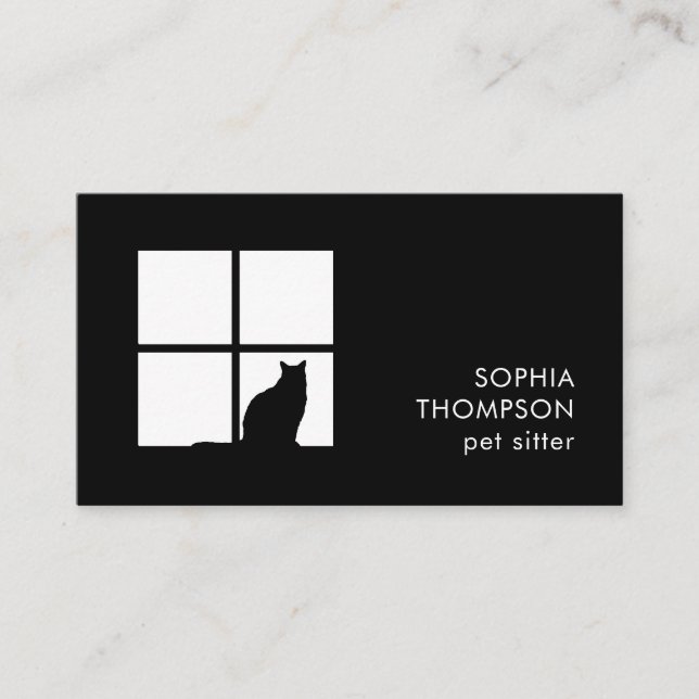 Pet Sitting | Groomer Services Unique Modern Black Business Card (Front)