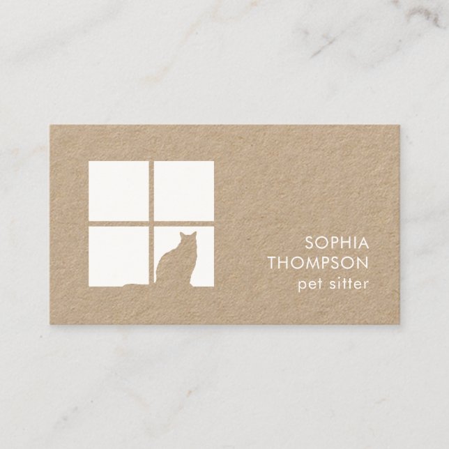 Pet Sitting | Groomer Services Unique Modern Kraft Business Card (Front)