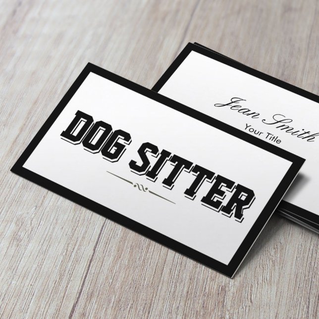 Pet Sitting Modern Bold Border Plain Business Card (Creator Uploaded)