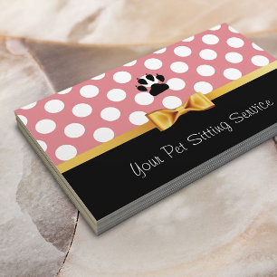 Pet Sitting Pet Care Cute Pink Polka Dots Business Card
