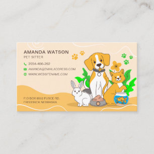 Pet Sitting, Pet Shop, veterinary clinic, Pet care Business Card