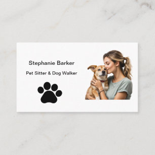 Pet Sitting Photo Minimalist Paw  Business Card