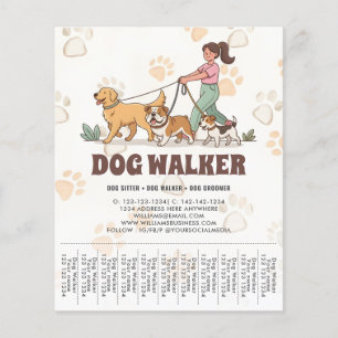 Pet Sitting Promotional Dog Walker Custom Flyer