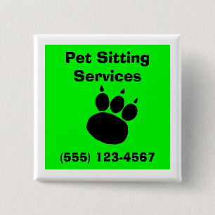 Pet Sitting Services Paw Print 15 Cm Square Badge
