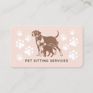 Pet Sitting Services Rose Gold & Blush Pink Busine Business Card