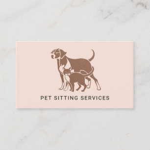 Pet Sitting Services Rose Gold & Blush Pink Business Card