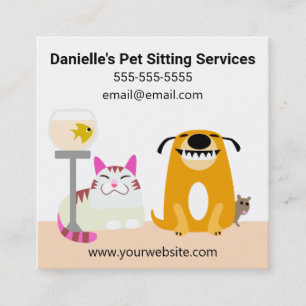 Pet Sitting Services Square Business Card