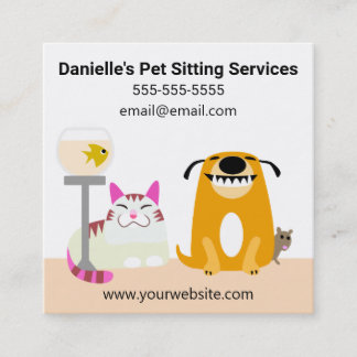 Pet Sitting Services Square Business Card