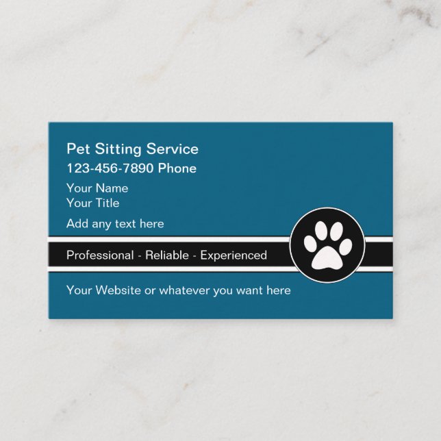 Pet Sitting Simple Paw Print Business Cards (Front)