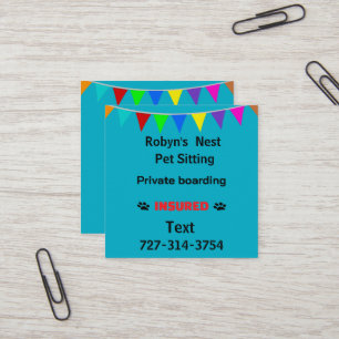 Pet Sitting  Square Business Card