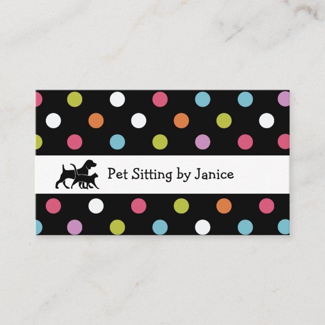 Pet Sitting Stylish Template Design Business Card (Front)
