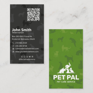 Pet Sitting, Veterinary Clinic, Vet, Pet Care Business Card