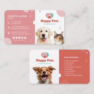 Pet Sitting, Veterinary Clinic, Vet, Pet Service Business Card