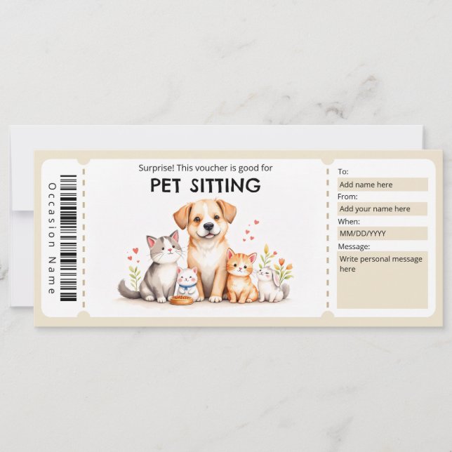 Pet Sitting Voucher Invitation (Front)