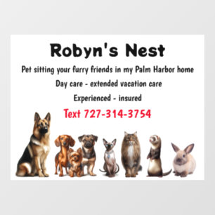 Pet Sitting Window Cling