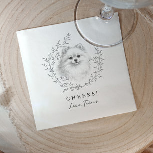 Pet Sketch Pomeranian Elegant Wedding Dog Napkin