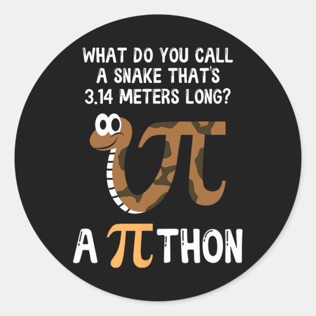 Pet Snake Math Pi Day Python  Classic Round Sticker (Front)