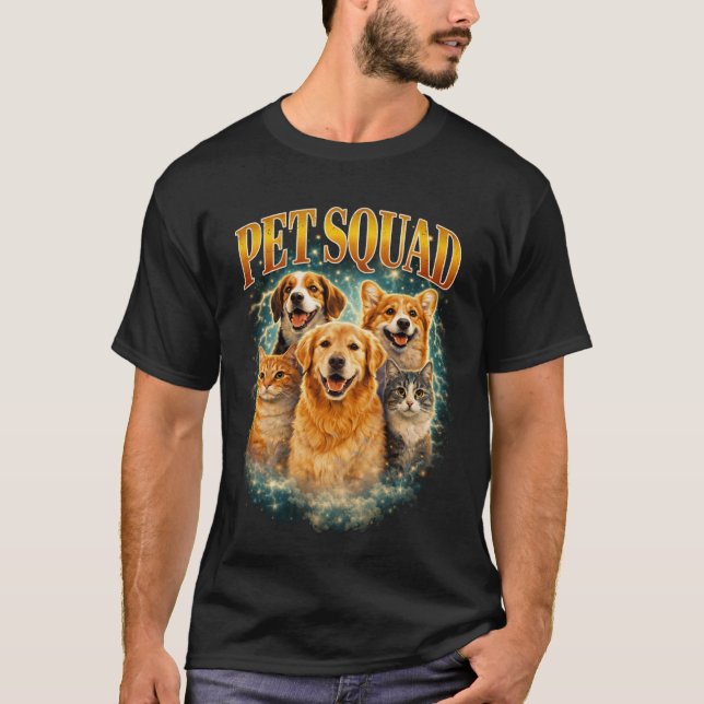 Pet Squad Custom– Personalized Dog & Cat Group Por T-Shirt (Front)