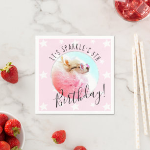 Pet Star Photo Pet Birthday Party Pink Napkin