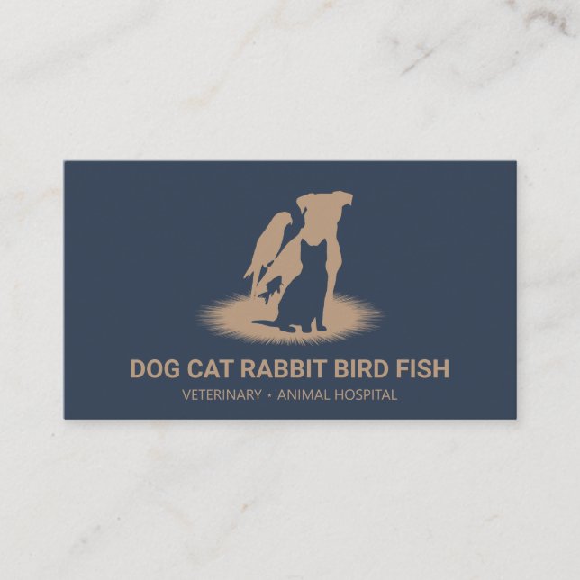 Pet Store Boutique cat dog bird rabbit fish Business Card (Front)