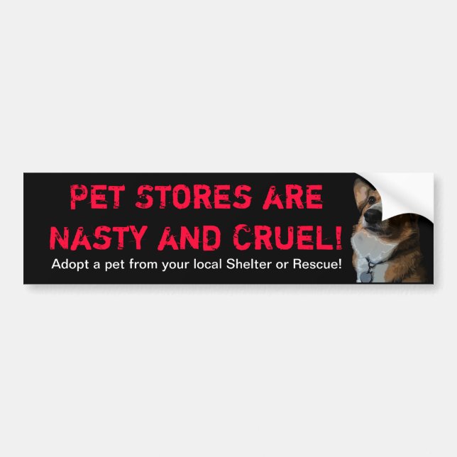 Pet Stores are Nasty and Cruel Bumper Sticker (Front)