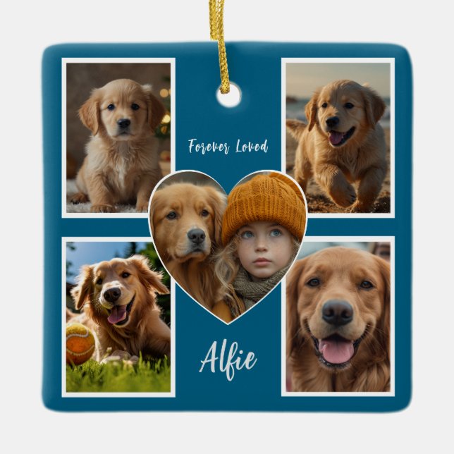 Pet Sympathy 5 Photo Collage Ceramic Ornament (Front)