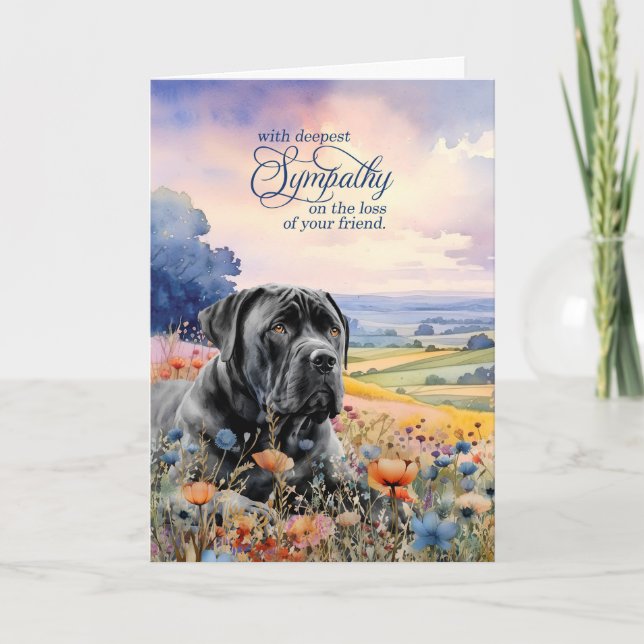 Pet Sympathy Cane Corso Dog Wildflowers Card (Front)