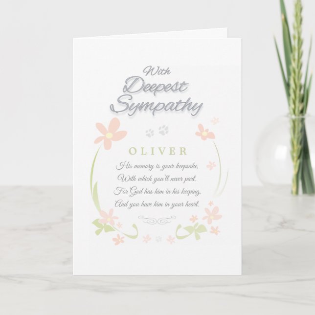 Pet Sympathy Card - Male - Deepest Sympathy (Front)