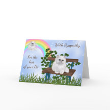 Pet Sympathy Card with White Cat and Cat with Wing