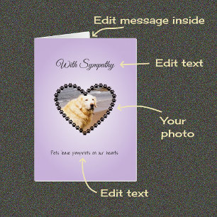 Pet sympathy custom photo and text card