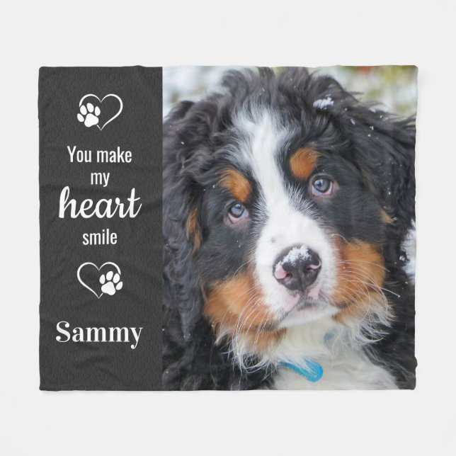Pet Sympathy Dog Loss Custom Photo Pet Memorial Fleece Blanket (Front (Horizontal))