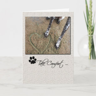 Pet Sympathy Dog Paw in Heart in the Sand Card
