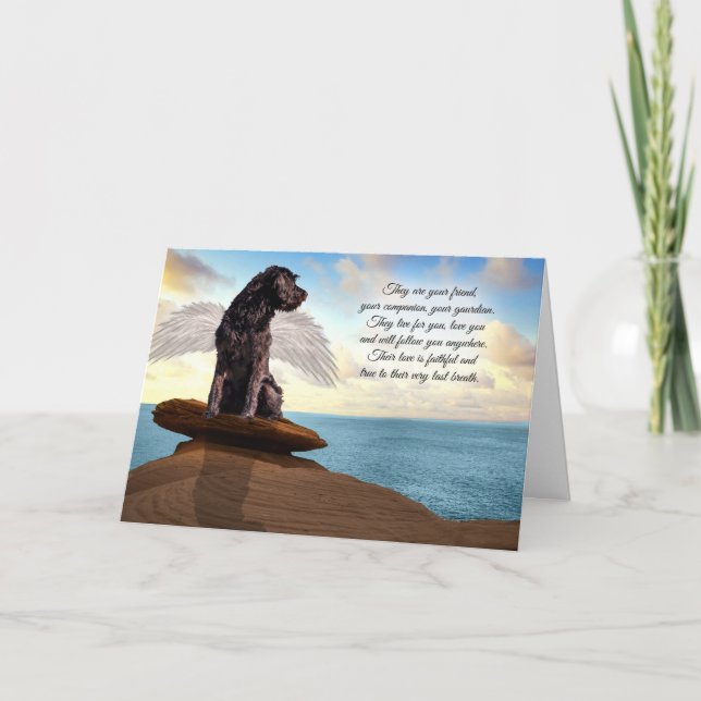 Pet Sympathy Loss of a Dog Angel Wings Beach Card (Front)