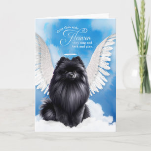 Pet Sympathy Loss of a Dog Black Pomeranian Angel Card
