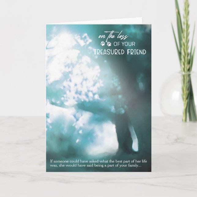 Pet Sympathy - Loss of Treasured Friend for Family Card (Front)