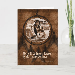 Pet Sympathy Native American Wolf and Dreamcatcher Card