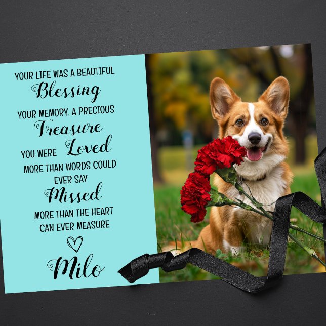Pet Sympathy Personalised Photo Pet Loss Card (Dog death sympathy card)
