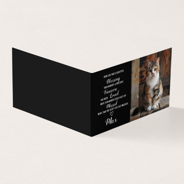 Pet Sympathy Personalised Photo Pet Loss Card Cat (Outside)