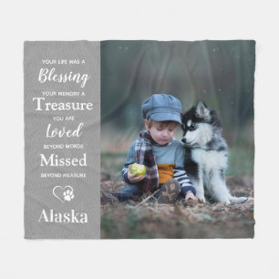 Pet Sympathy Quote Remembrance Dog Memorial Fleece Blanket
