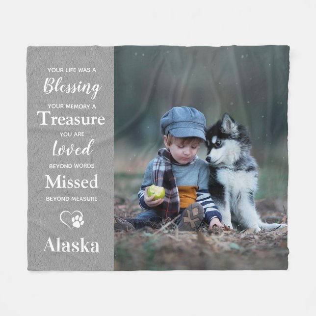 Pet Sympathy Quote Remembrance Dog Memorial Fleece Blanket (Front (Horizontal))