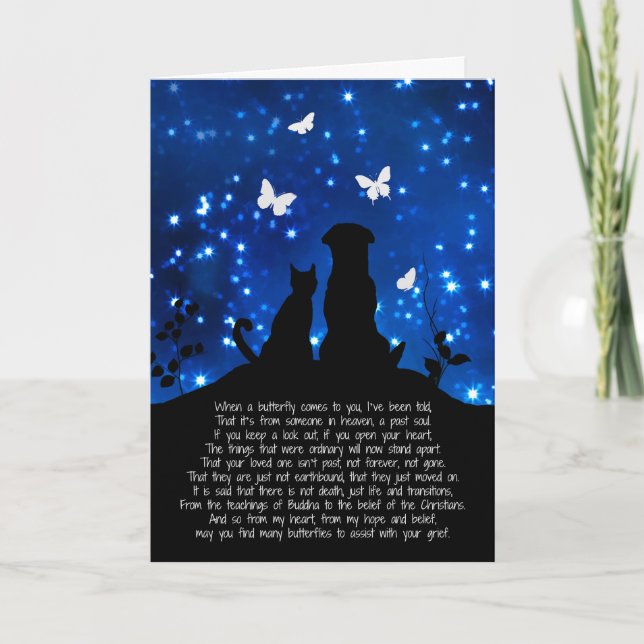 Pet Sympathy With Spiritual Poem and Butterfly Card (Front)