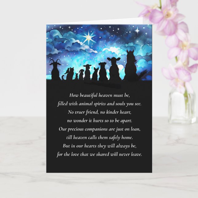 Pet Sympathy with Spiritual Poem of Animals Heaven Card (Orchid)