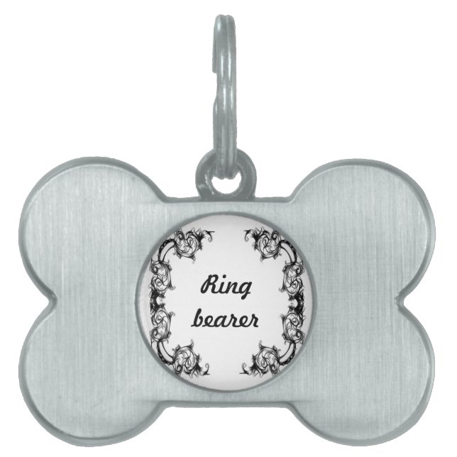 pet tag bone floral ring bearer (Front)