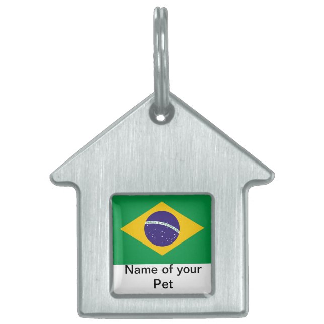 Pet Tag with Flag of Brazil (Front)