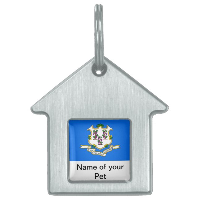 Pet Tag with Flag of Connecticut State (Front)