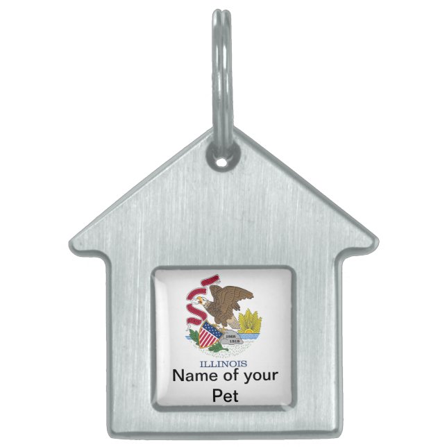 Pet Tag with Flag of Illinois State (Front)